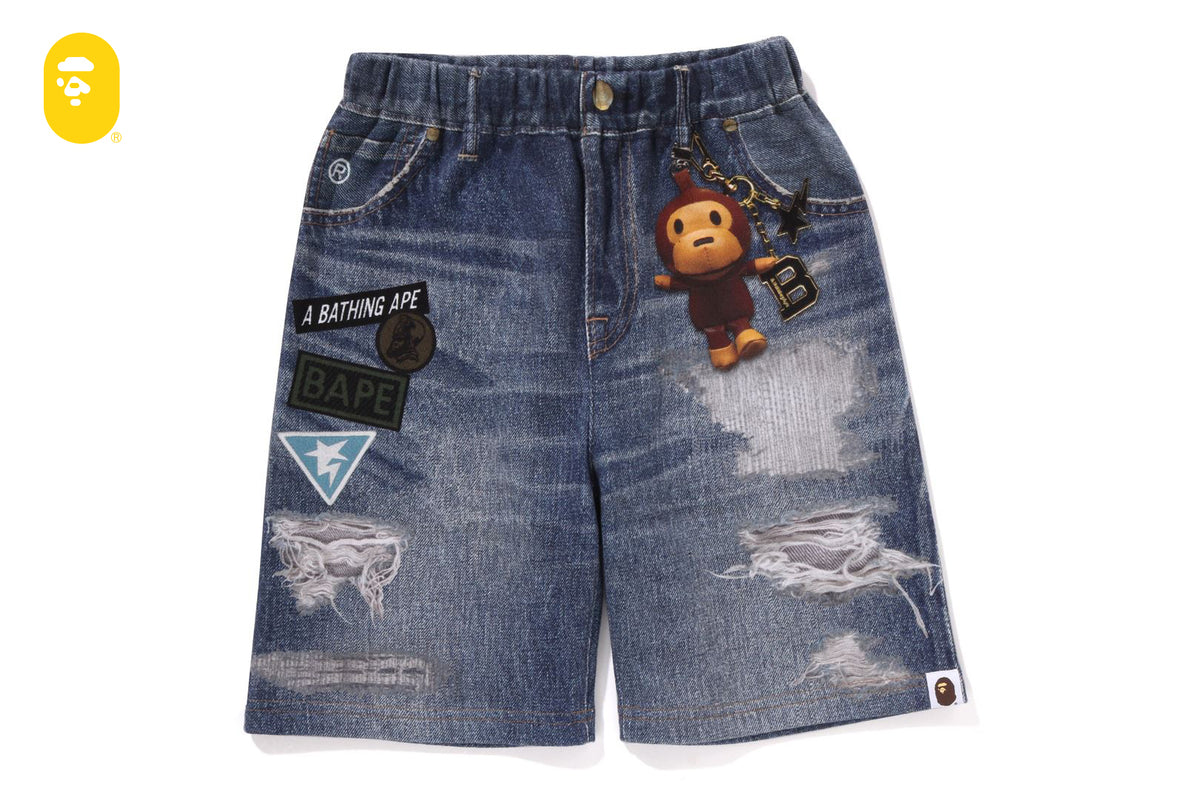 BAPE DENIM PRINT SWEAT SHORTS | bape.com