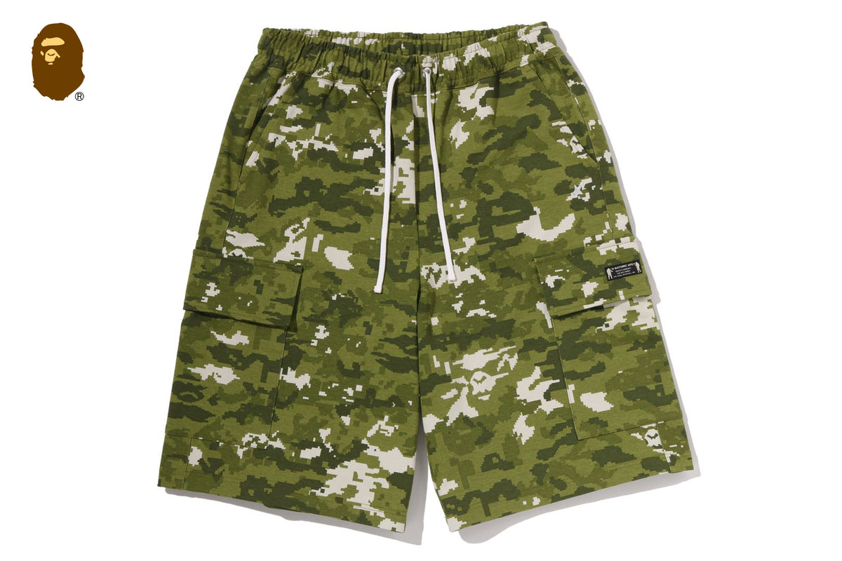 MULTI PIXEL CAMO BAPE STA LOGO CARGO RELAXED FIT SWEAT SHORTS