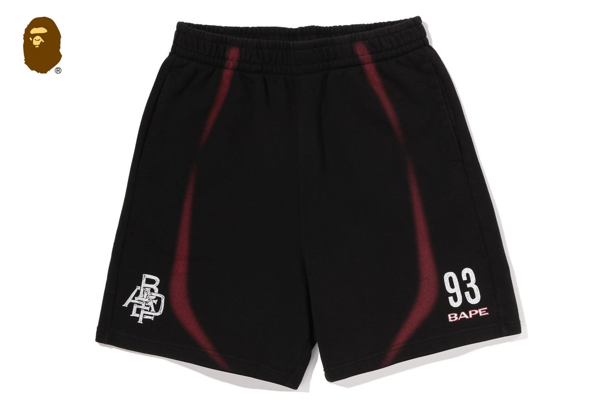 HEAVY WASH HAND DRAW FOOTBALL LOGO RELAXED FIT SWEAT SHORTS | bape.com