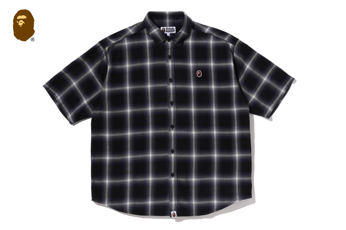 ONE POINT OMBRE CHECK LIGHT FLANNEL SS SHIRT | bape.com
