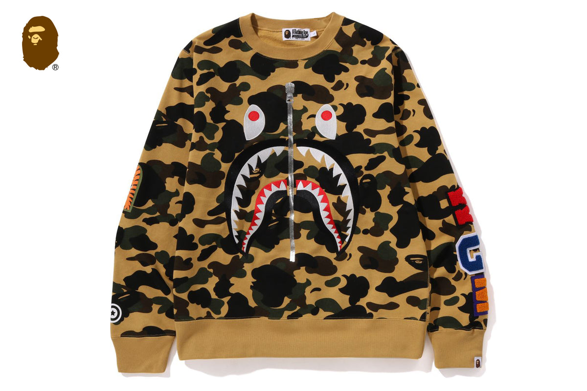 1ST CAMO SHARK CREWNECK | bape.com