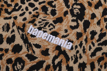 WILD LEOPARD PATTERN RELAXED FIT HALF ZIP SWEATSHIRT