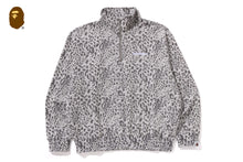 WILD LEOPARD PATTERN RELAXED FIT HALF ZIP SWEATSHIRT