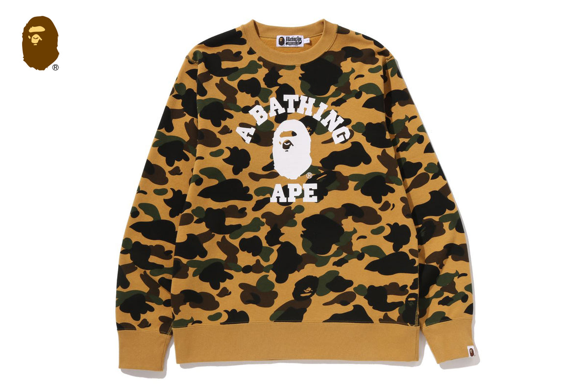 1ST CAMO COLLEGE CREWNECK SWEATSHIRT | bape.com