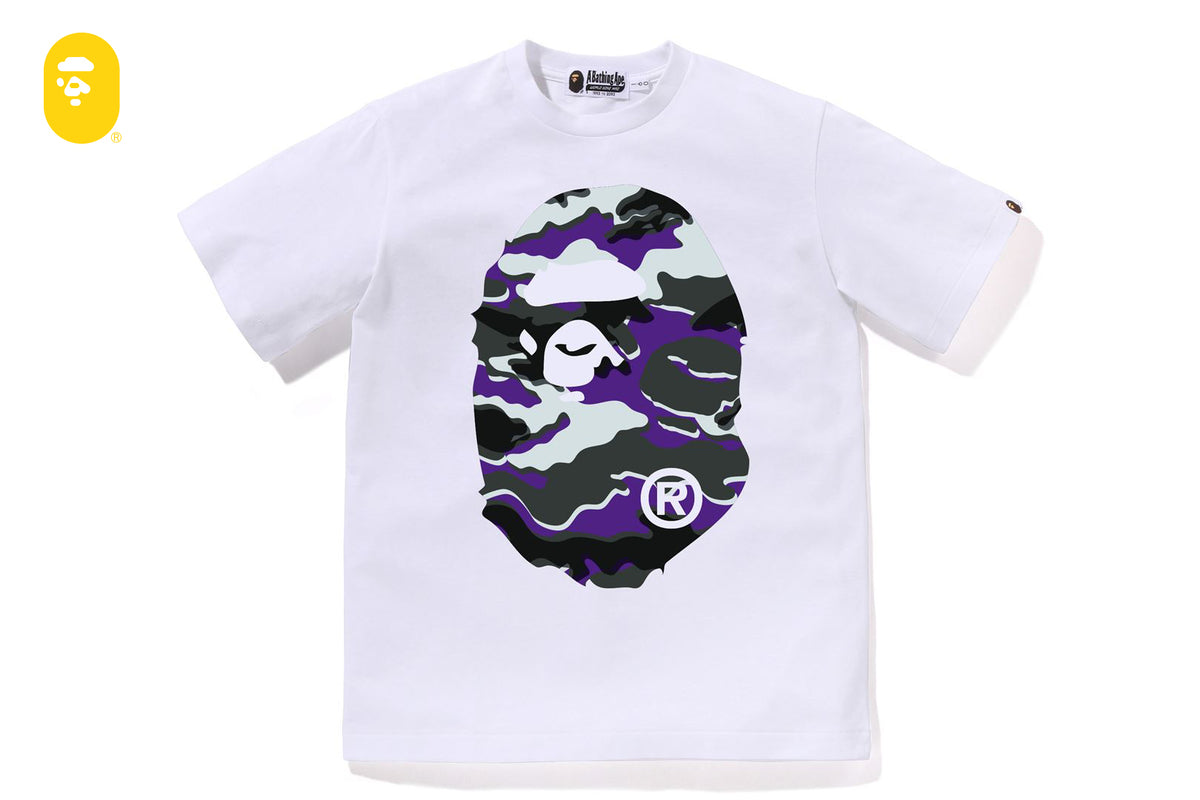 GLITCH WOODLAND CAMO BIG APE HEAD TEE | bape.com