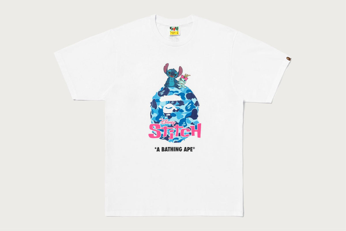 BAPE X DISNEY】 STITCH ABC CAMO APE HEAD TEE | bape.com