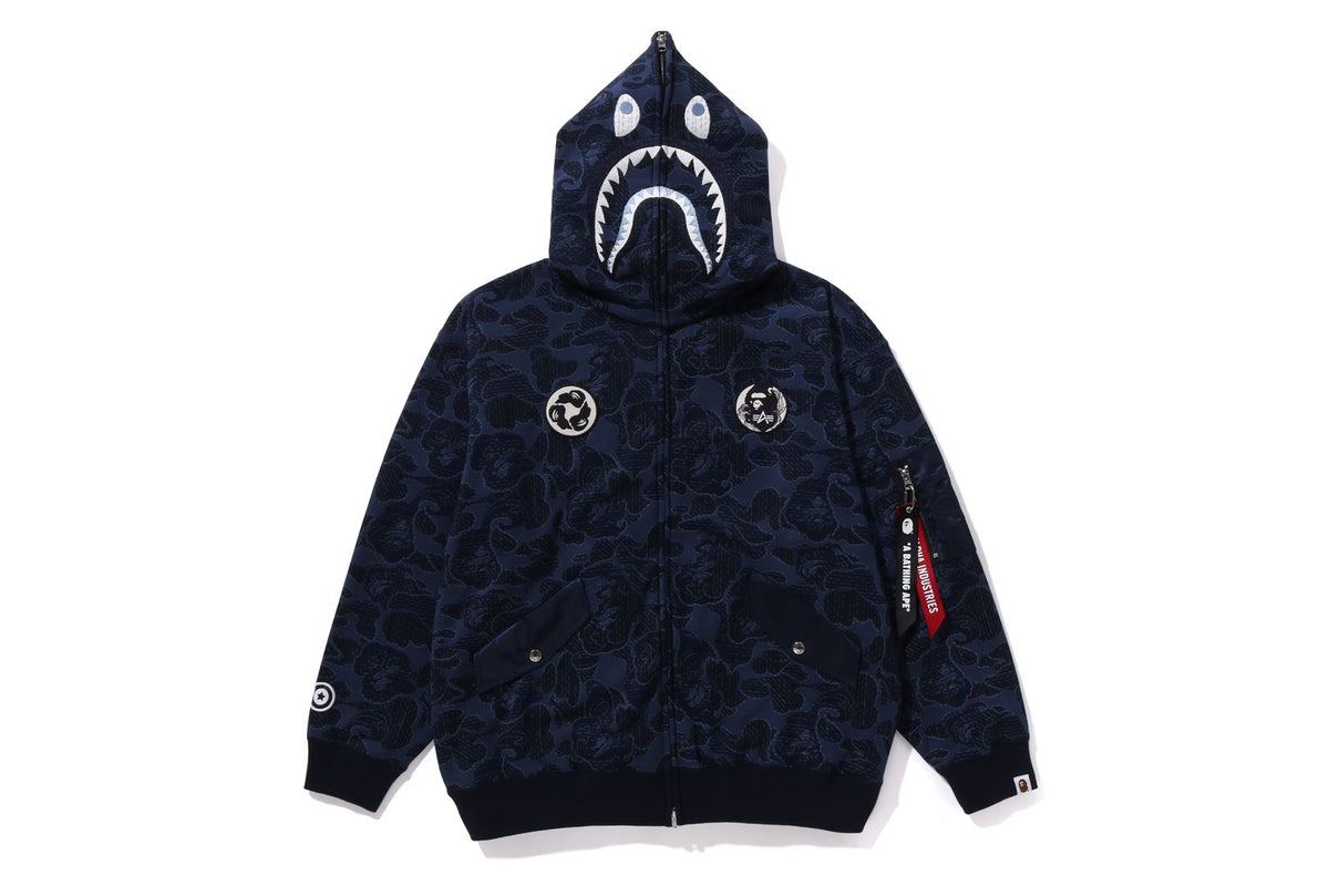 BAPE X ALPHA INDUSTRIES 】SHARK FULL ZIP HOODIE | bape.com