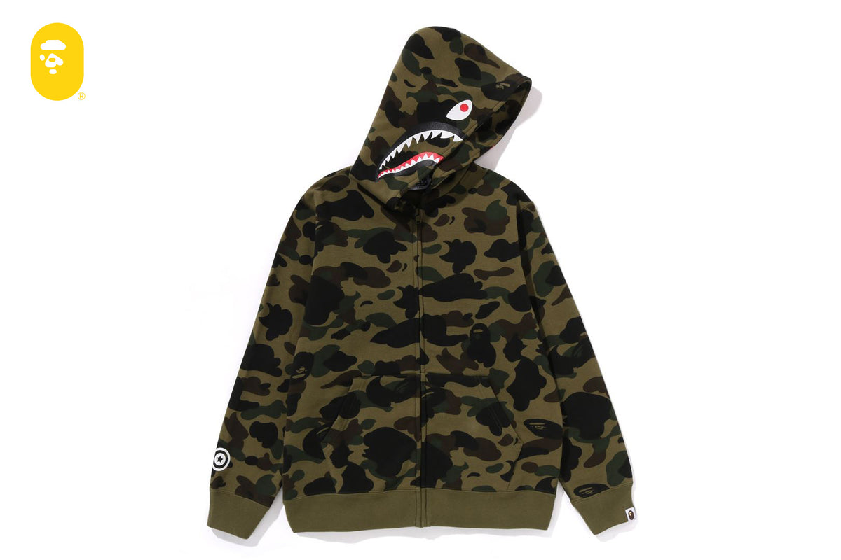 1ST CAMO PATCH PRINT SHARK ZIP HOODIE | bape.com