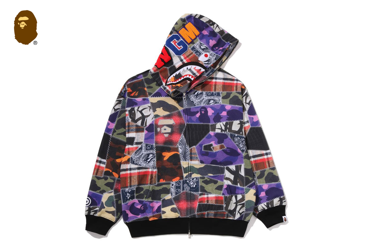 CRAZY PATCH SHARK FULL ZIP HOODIE | bape.com