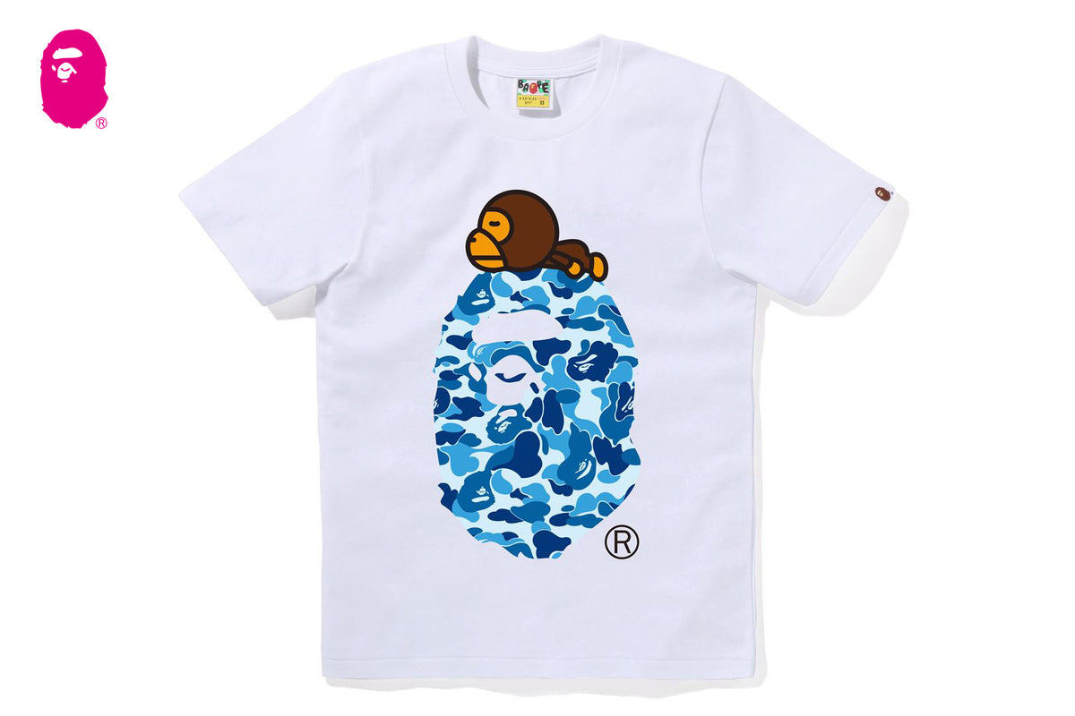 A Bathing Ape Men ABC Camo Milo On Big Ape Tee white pink
