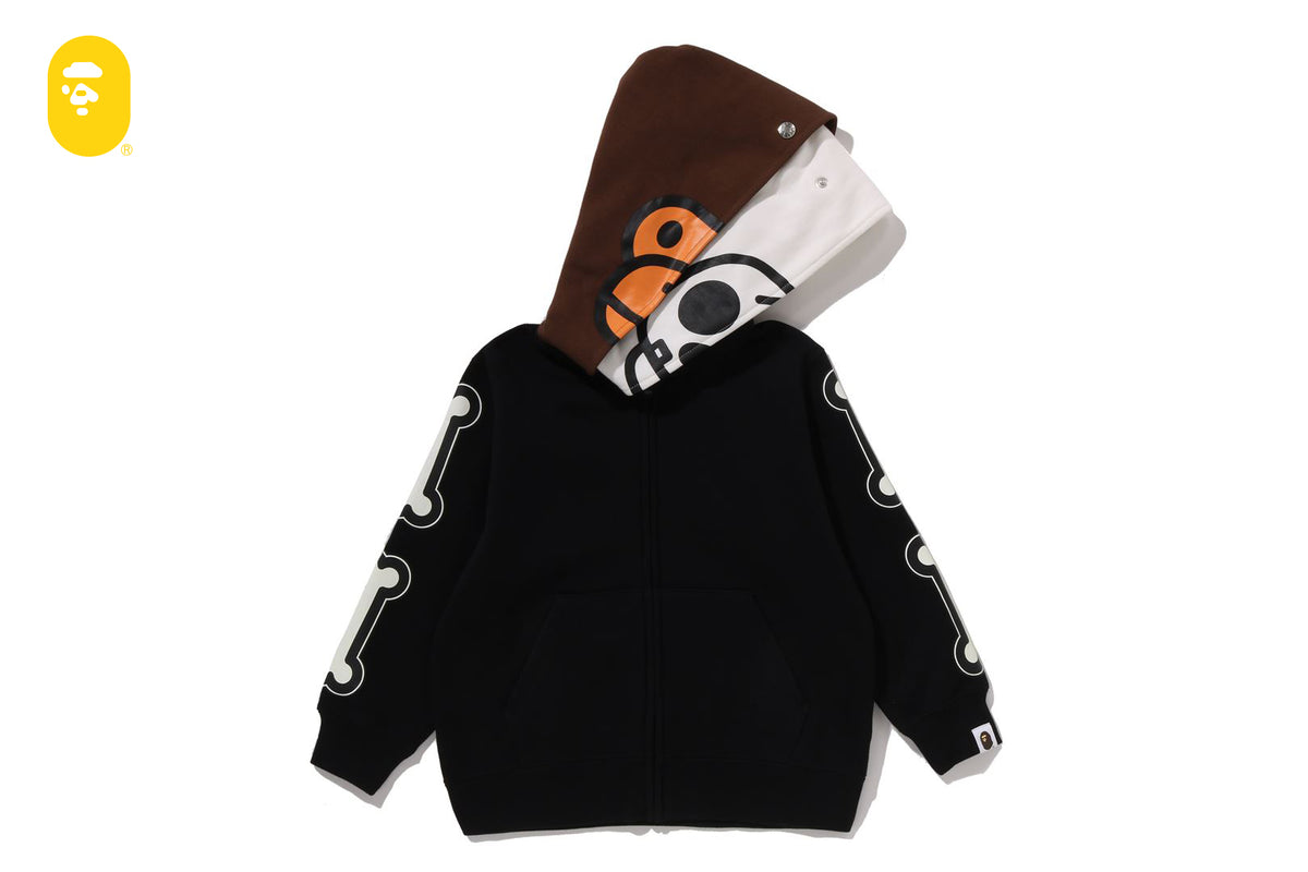 BABY MILO SKULL ZIP DOUBLE HOODIE | bape.com