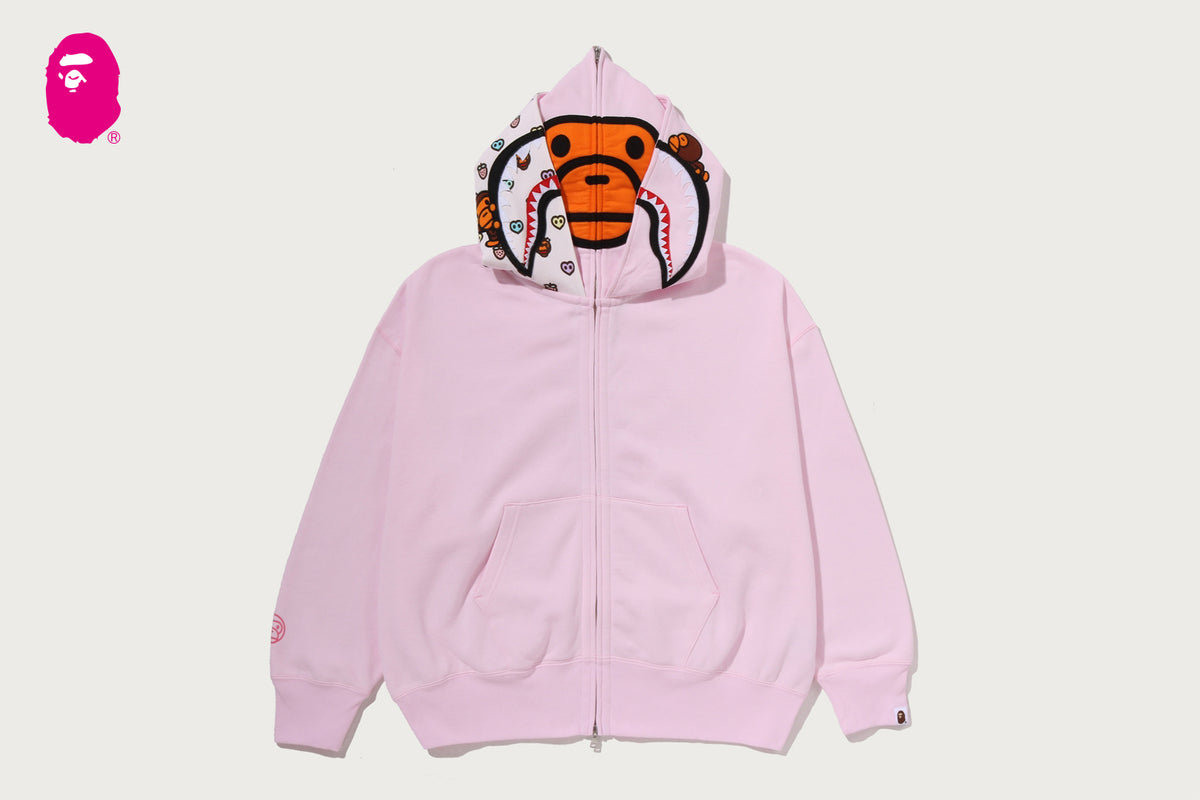 トップス BAPE MILO SHARK FULL ZIP DOUBLE HOODIE MILO SHARK OVERSIZED FULL ZIP DOUBLE HOODIE | bape.com