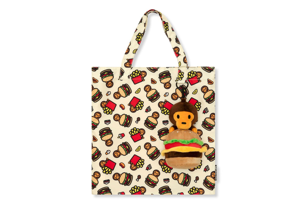 A Bathing Ape Babymilo Store トートバッグ BABY MILO PLUSH DOLL BURGER TOTE BAG | bape.com