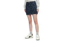 EMBOSSED CAMO DENIM SKIRT