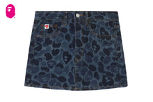 EMBOSSED CAMO DENIM SKIRT