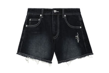 DISTRESSED SHORTS WITH WHITE STITCHING