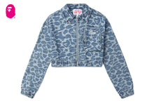PATTERN DENIM ZIP UP JACKET WITH PATCH POCKET