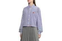 HEART BADGE STRIPE CROP SHIRT #1