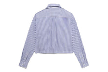 HEART BADGE STRIPE CROP SHIRT #1