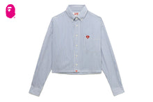 HEART BADGE STRIPE CROP SHIRT #2