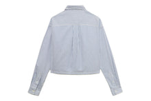 HEART BADGE STRIPE CROP SHIRT #2