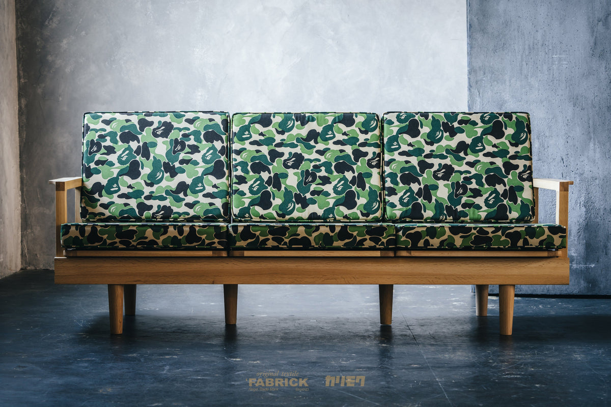 BAPE X FABRICK X KARIMOKU ABC CAMO THREE SEAT SOFA 