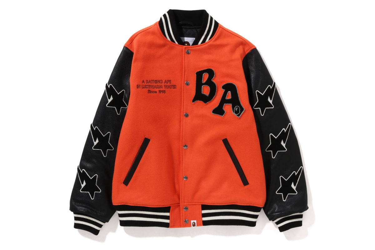 A BATHING APE RELAXED FIT VARSITY JACKET | bape.com