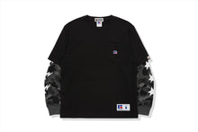 【 BAPE X RUSSELL 】COLOR CAMO COLLEGE LAYERD L/S TEE