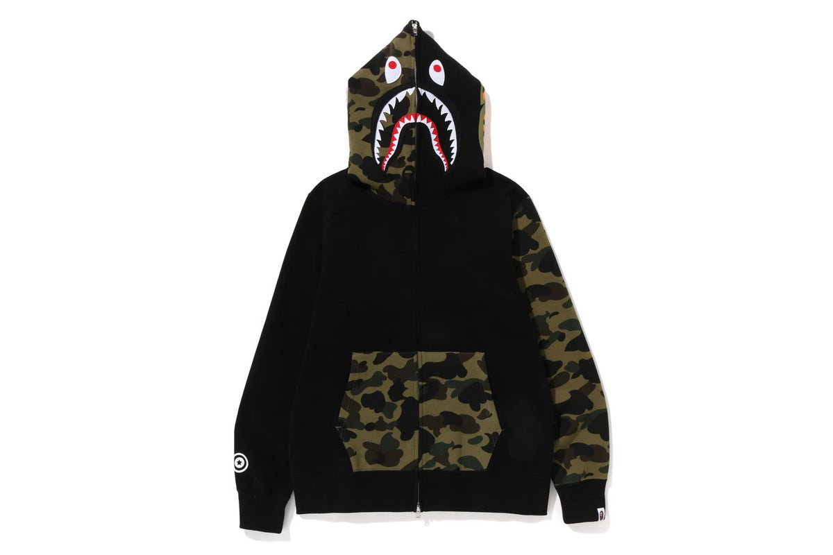 Bape half camo shark hoodie best sale