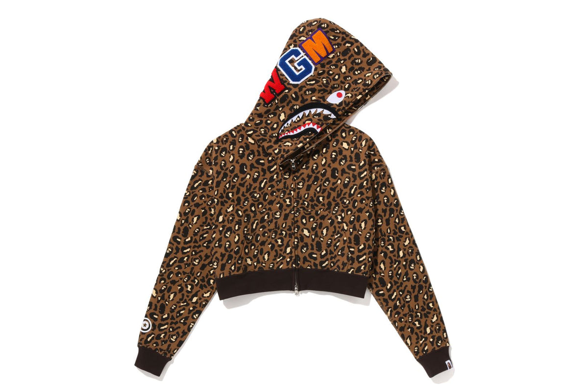 LEOPARD CROPPED SHARK FULL ZIP HOODIE bape