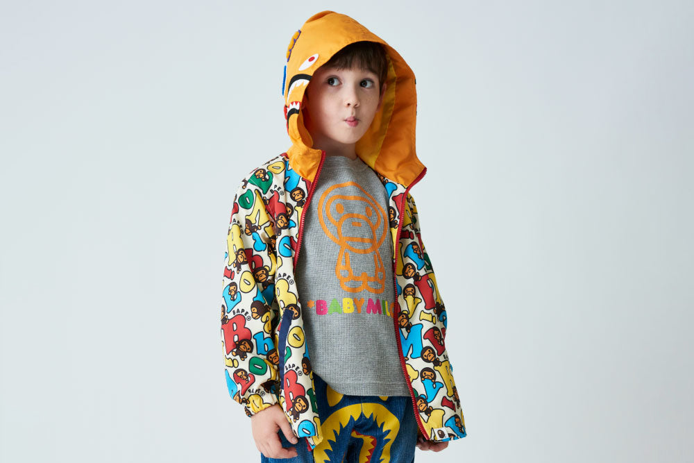 BABY MILO® ALPHABET SHARK HOODIE JACKET | bape.com