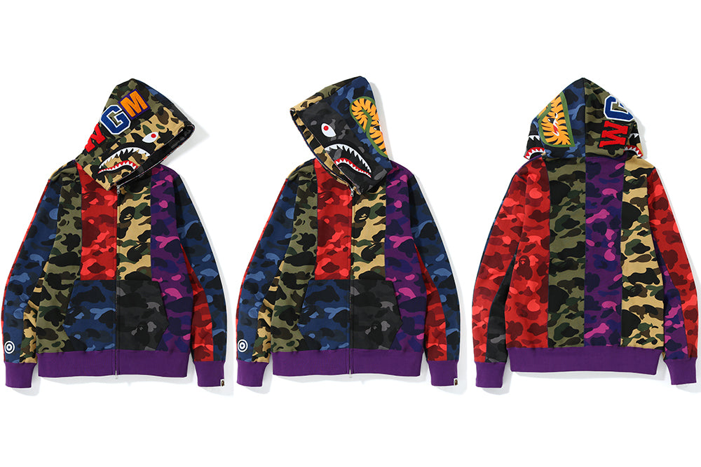 MIX CAMO CRAZY SHARK FULL ZIP HOODIE