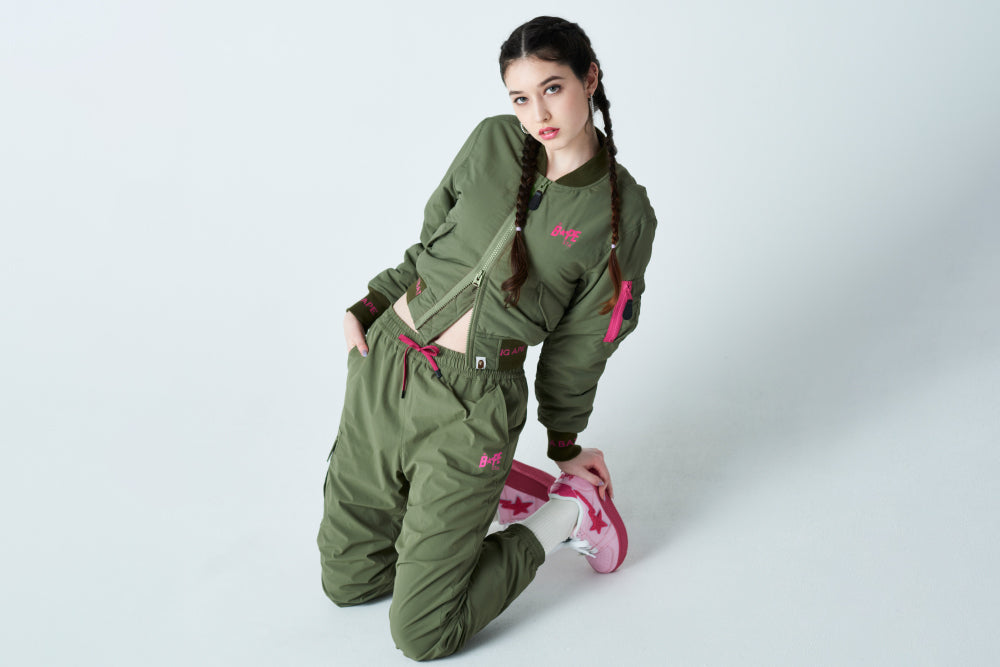 CROPPED BOMBER JACKET  / BAPE STA LOGO TRACK PANTS