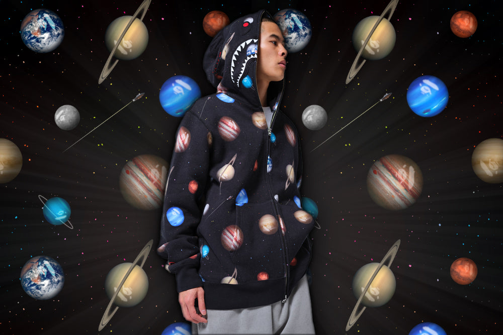 BAPE® GALAXY SHARK FULL ZIP HOODIE