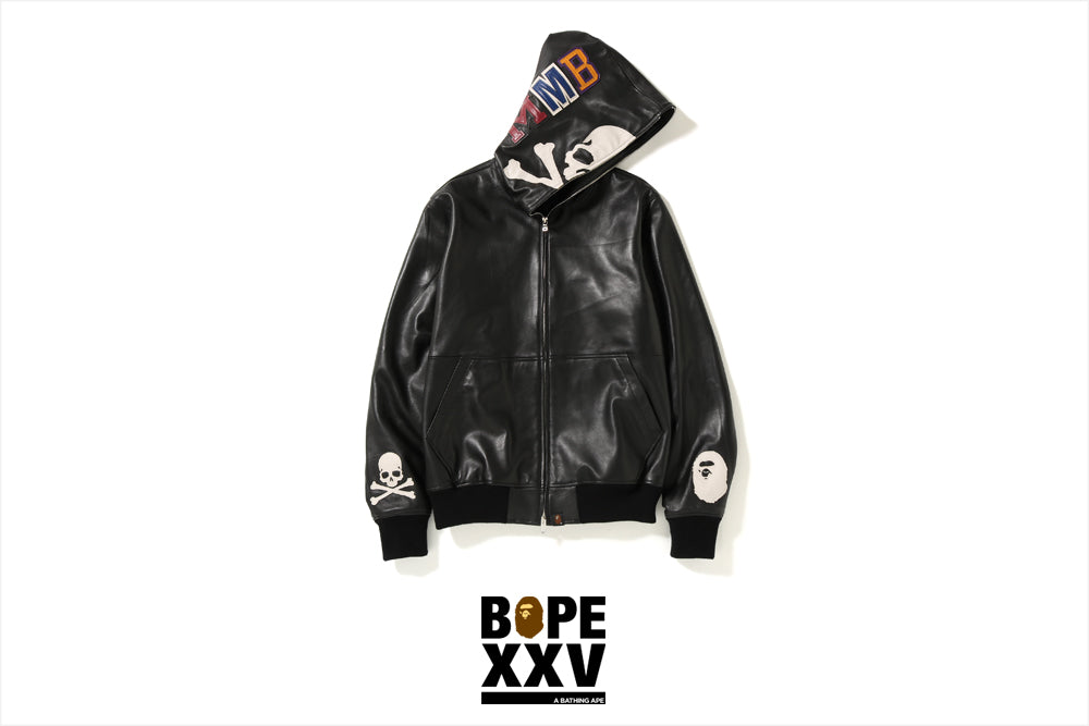 BAPE® X MMJ LEATHER SHARK HOODIE JACKET