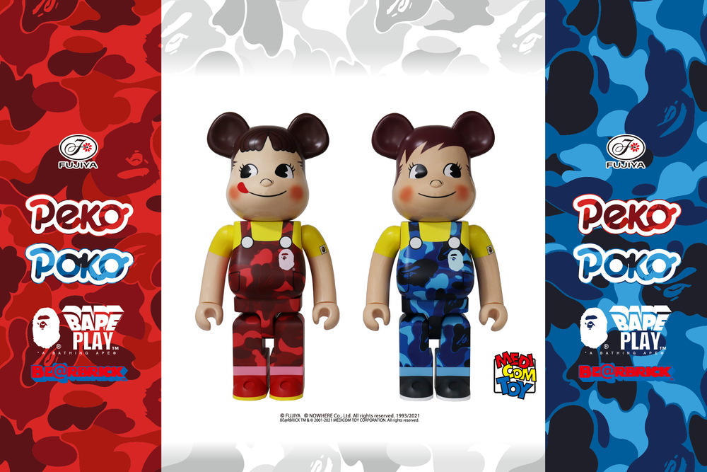 BAPE® × FUJIYA ペコちゃん&ポコちゃん × BE@RBRICK | bape.com BAPE® × FUJIYA ペコちゃん&ポコちゃん × BE@RBRICK | bape.com