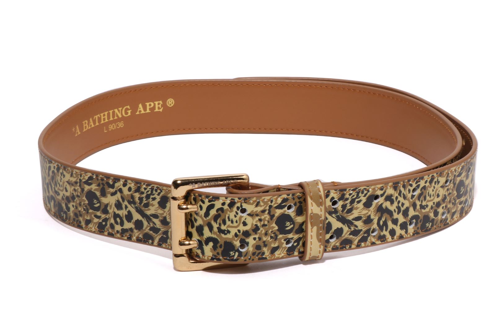 BAPE ゴールド ベルト レザー A BATHING APE Gold Camo Leather Belt BAPE Gold Buckle