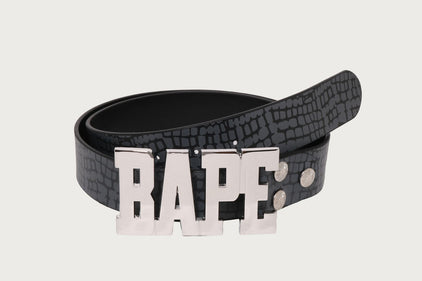 CROC PATTERN LEATHER BELT
