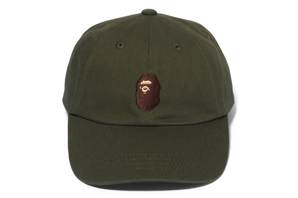 BAPE A Bathing Ape One Point Embroidered Panel authentic Polo Cap Strap Dad Hat Olive