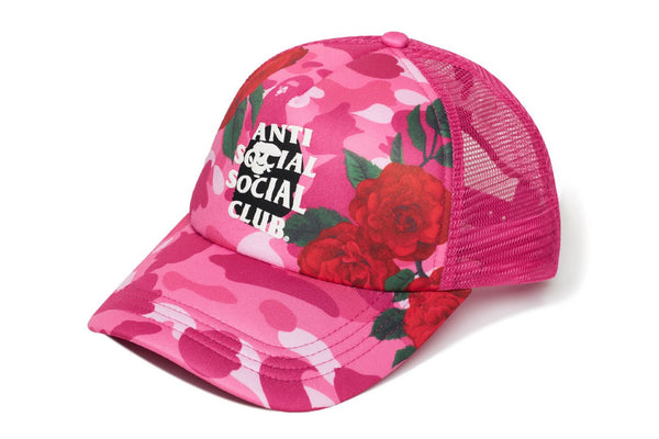 BAPE ピンクカモフラージュキャップ BAPE pink camo New York logo trucker hat mesh cap A Bathing