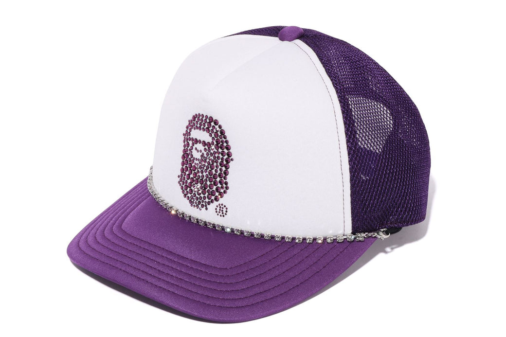 CRYSTAL STONE APE HEAD MESH CAP | bape.com