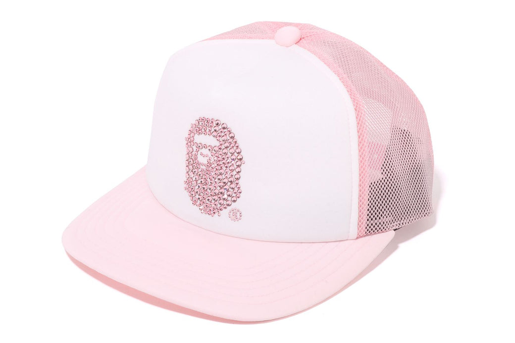 CRYSTAL STONE APE HEAD MESH CAP | bape.com