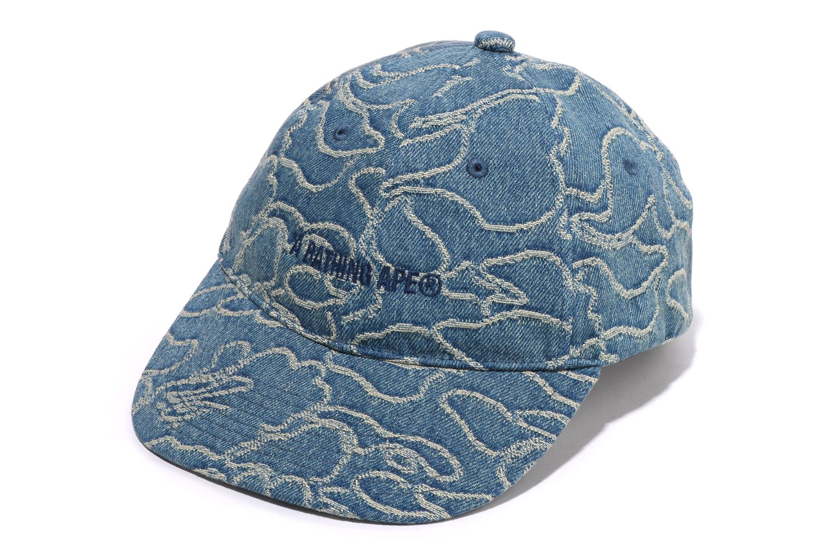 LINE CAMO JACQUARD MULTI LOGO DENIM CAP | bape.com