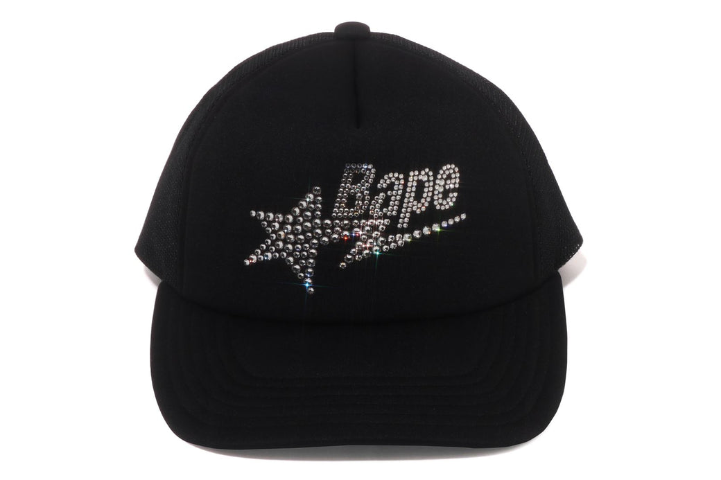 帽子 CRYSTAL STONE APE HEAD MESH CAP BLACK CRYSTAL STONE APE HEAD MESH CAP（キャップ）｜A BATHING APE