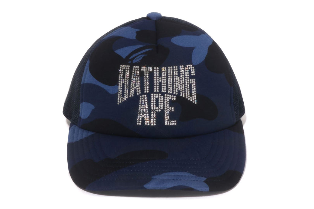 BAPE ネイビー ホワイト キャップ ピンズ付き 美品 COLOR CAMO CRYSTAL BATHING APE LOGO MESH CAP | bape.com