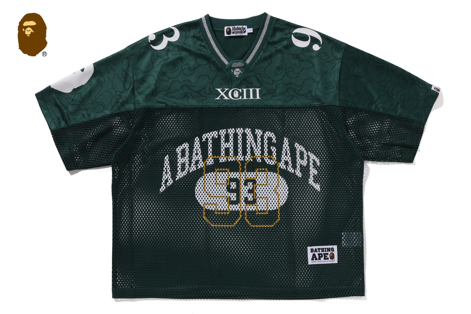 LINE CAMO MULTI LOGO RELAXED FIT FOOTBALL JERSEY | bape.com