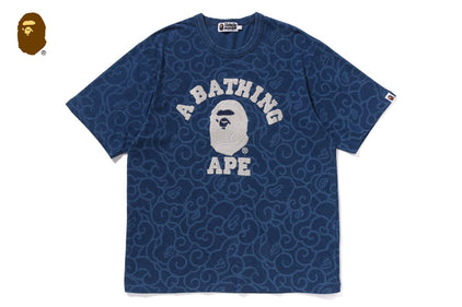 INDIGO DYED CLOUD CAMO COLLEGE RELAXED FIT TEE