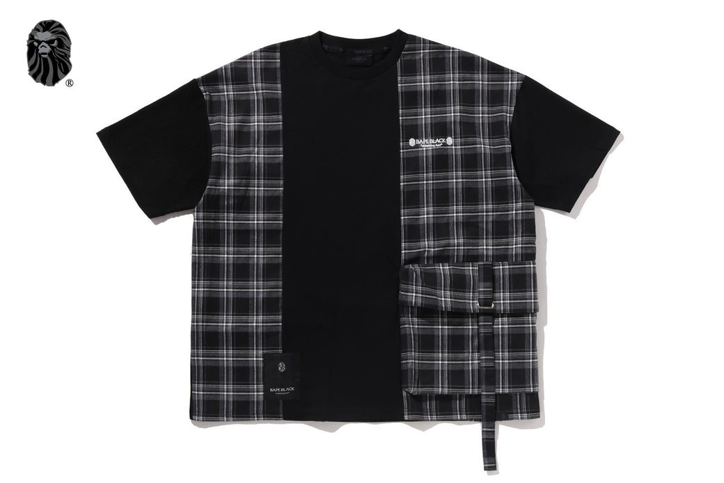 BAPE BLACK CHECKER PATCHWORK TEE | bape.com