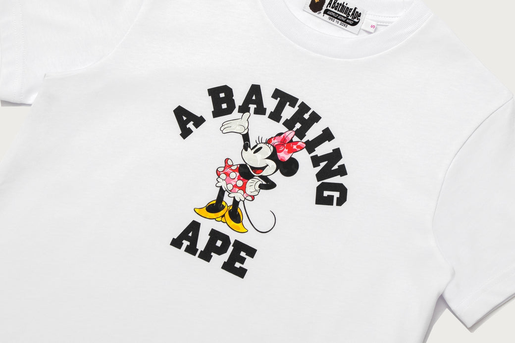 トップス A BATHING APE x Disney Minnie Mini Tee BAPE X DISNEY 】MINNIE MOUSE COLLEGE MINI TEE | bape.com