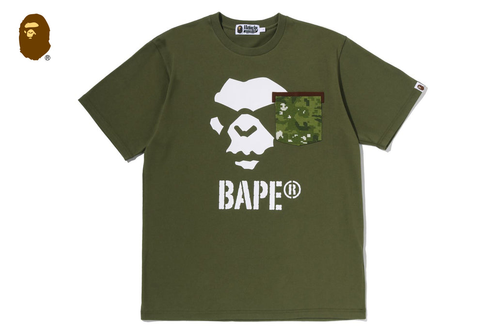 MULTI PIXEL CAMO MAD APE FACE POCKET TEE | bape.com